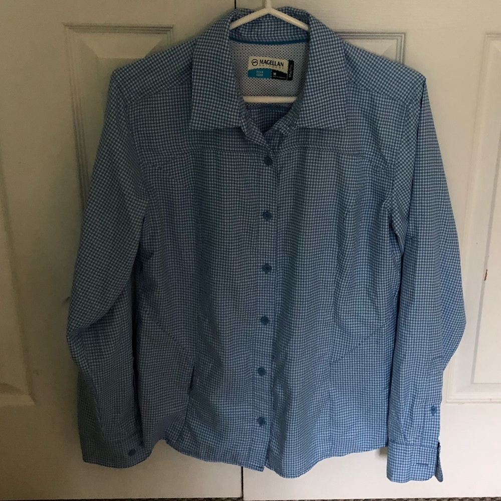 Magellan Convertible sleeve blue fishing shirt M
